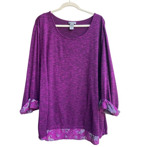 Catherines Tops - Catherines Women's Impossibly Soft Duet Tunic Plus Size 3X Berry Purple Paisley